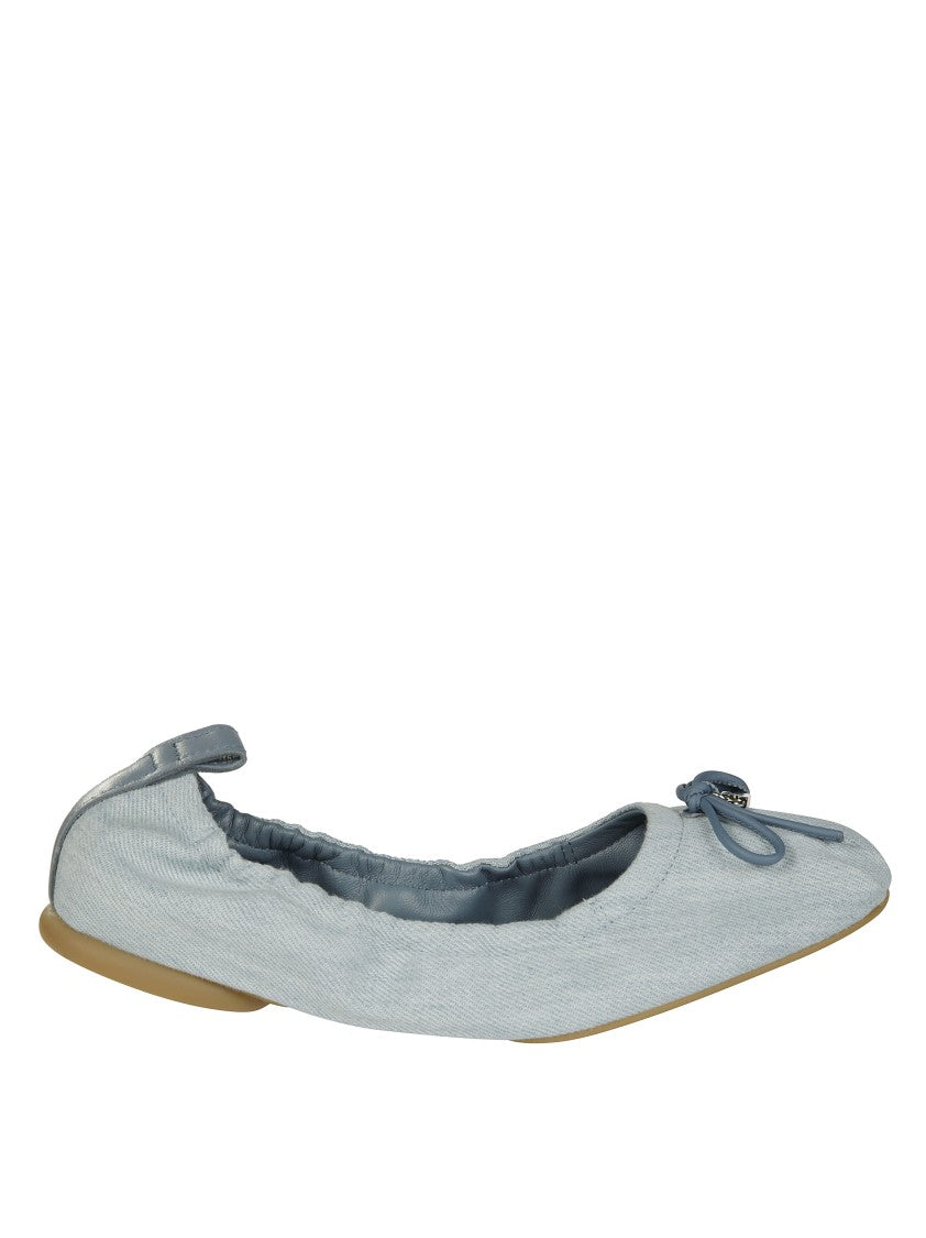 Hogan Textured Upper Ballerina Flats With Bow Accent