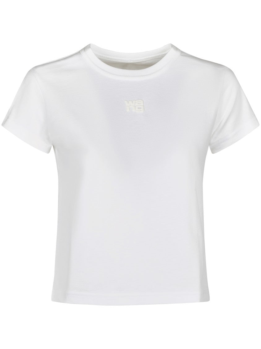 Alexander Wang Essential Jsy Shrunken White Cropped T-Shirt