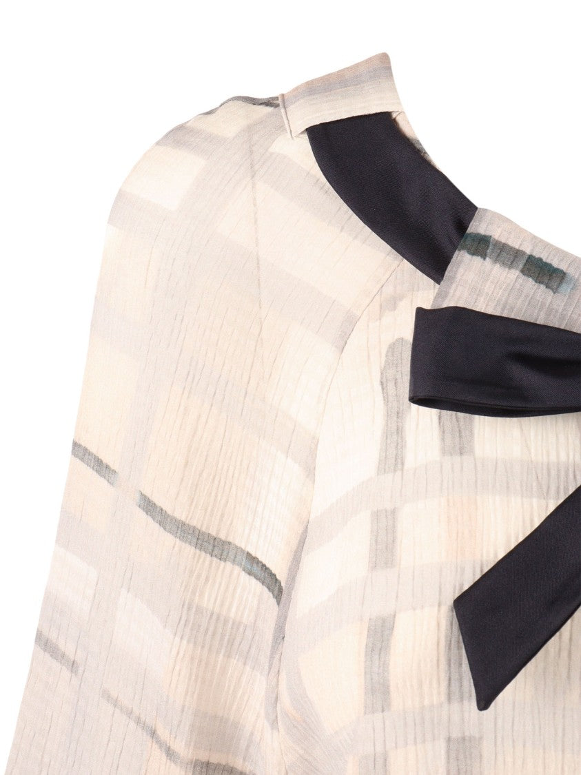Emporio Armani Semi Sheer Ribbon Tie Blouse