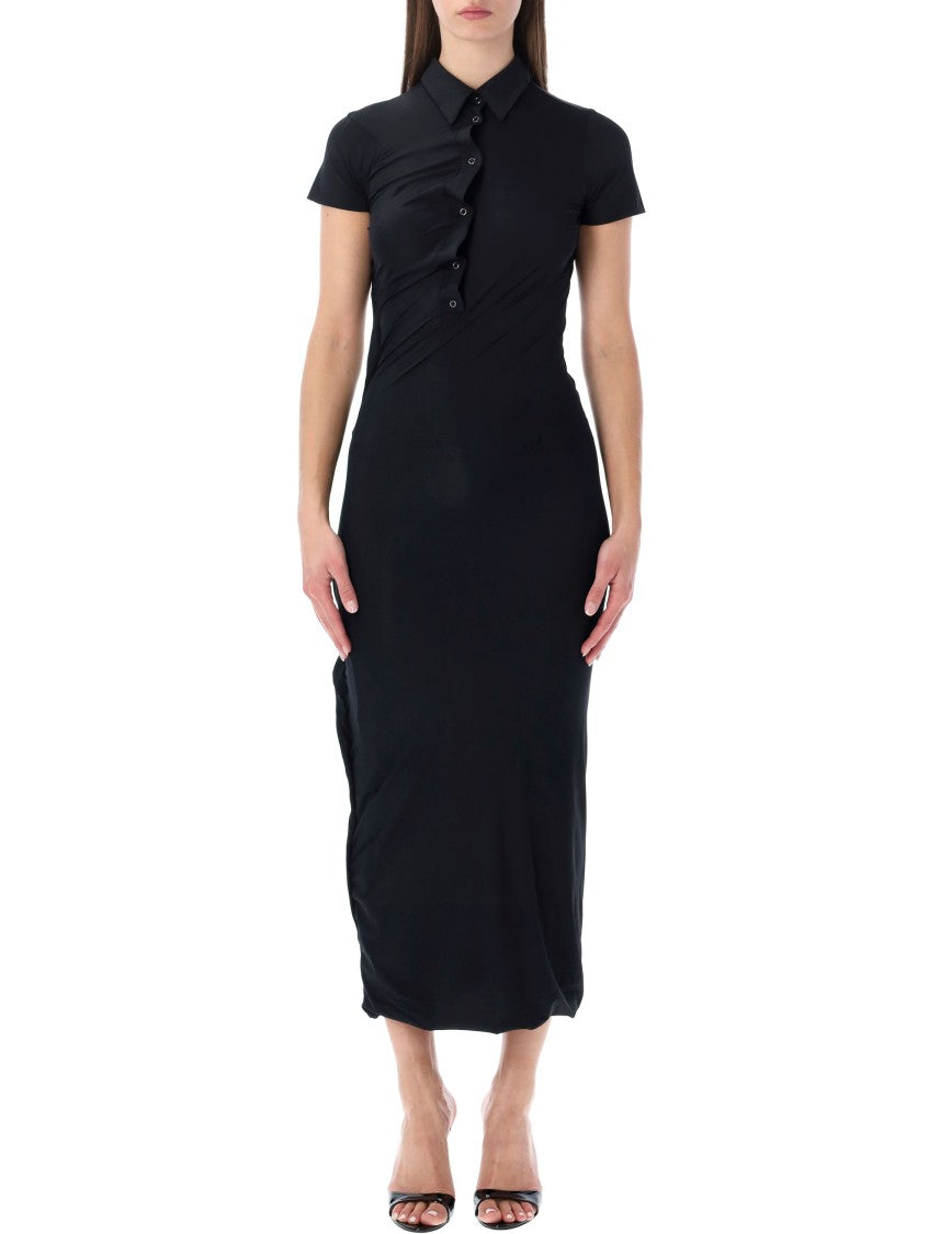 Ottolinger Black Twisted Polo Midi Dress