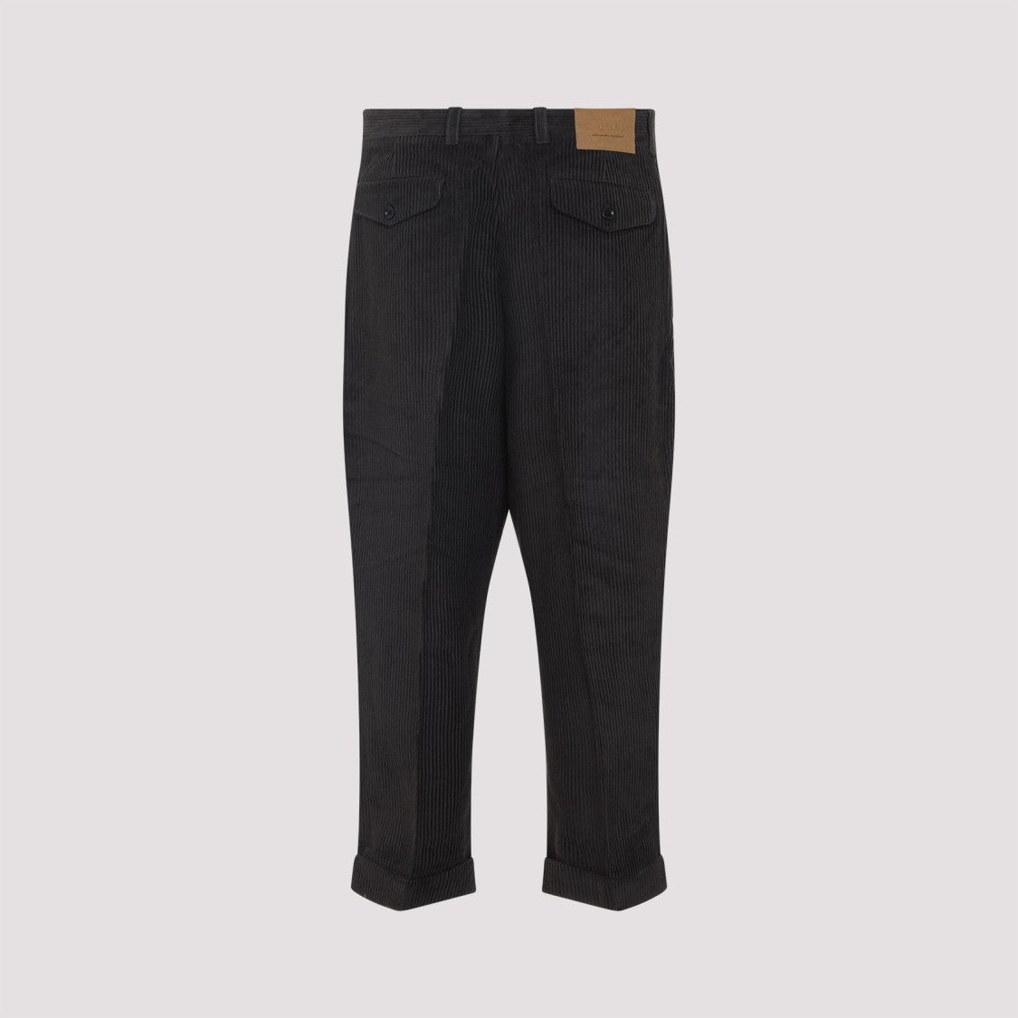Ami Paris Relaxed Fit Black Ribbed Corduroy Trousers