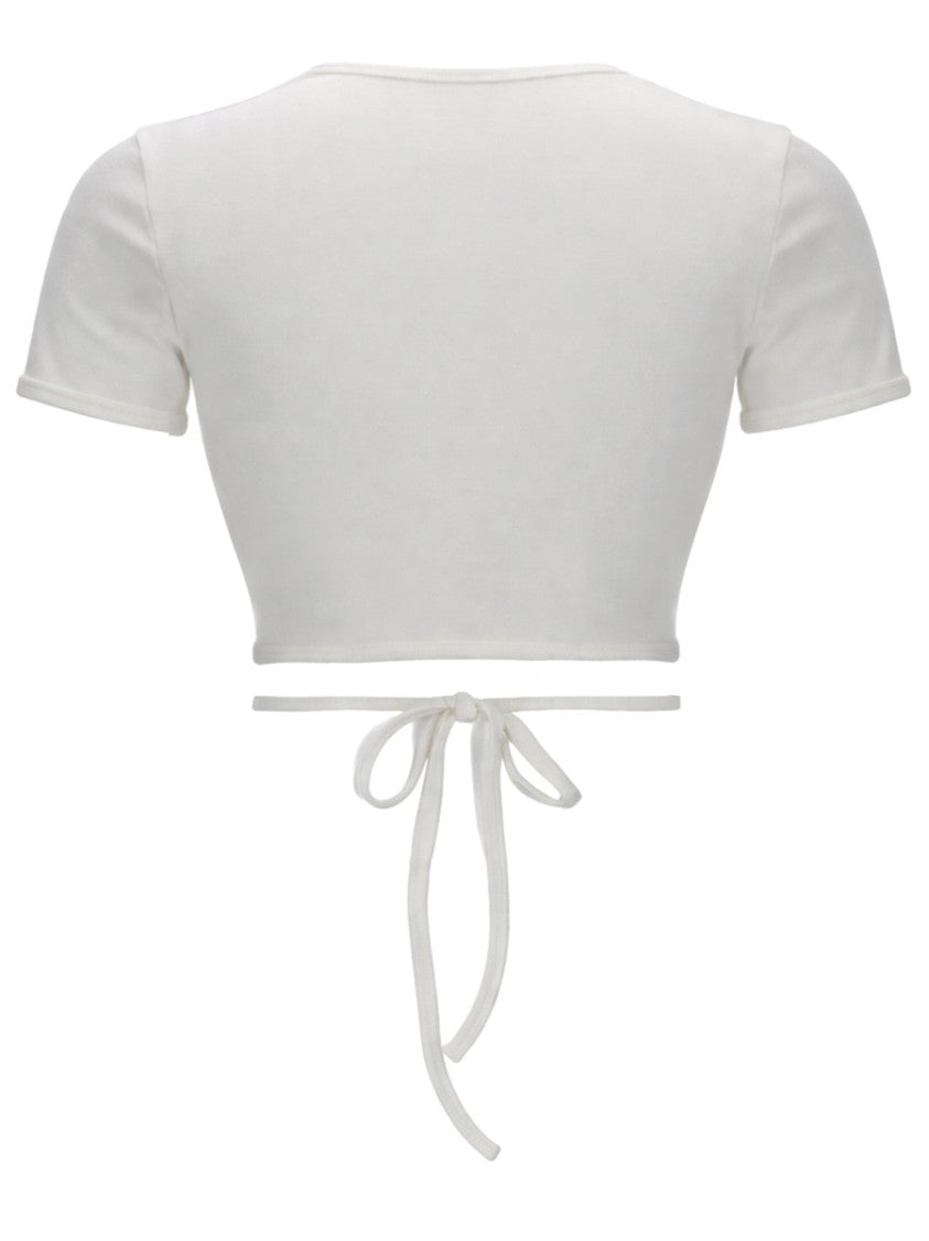 Courrèges Cropped Cut-Out Sides Logo T-Shirt