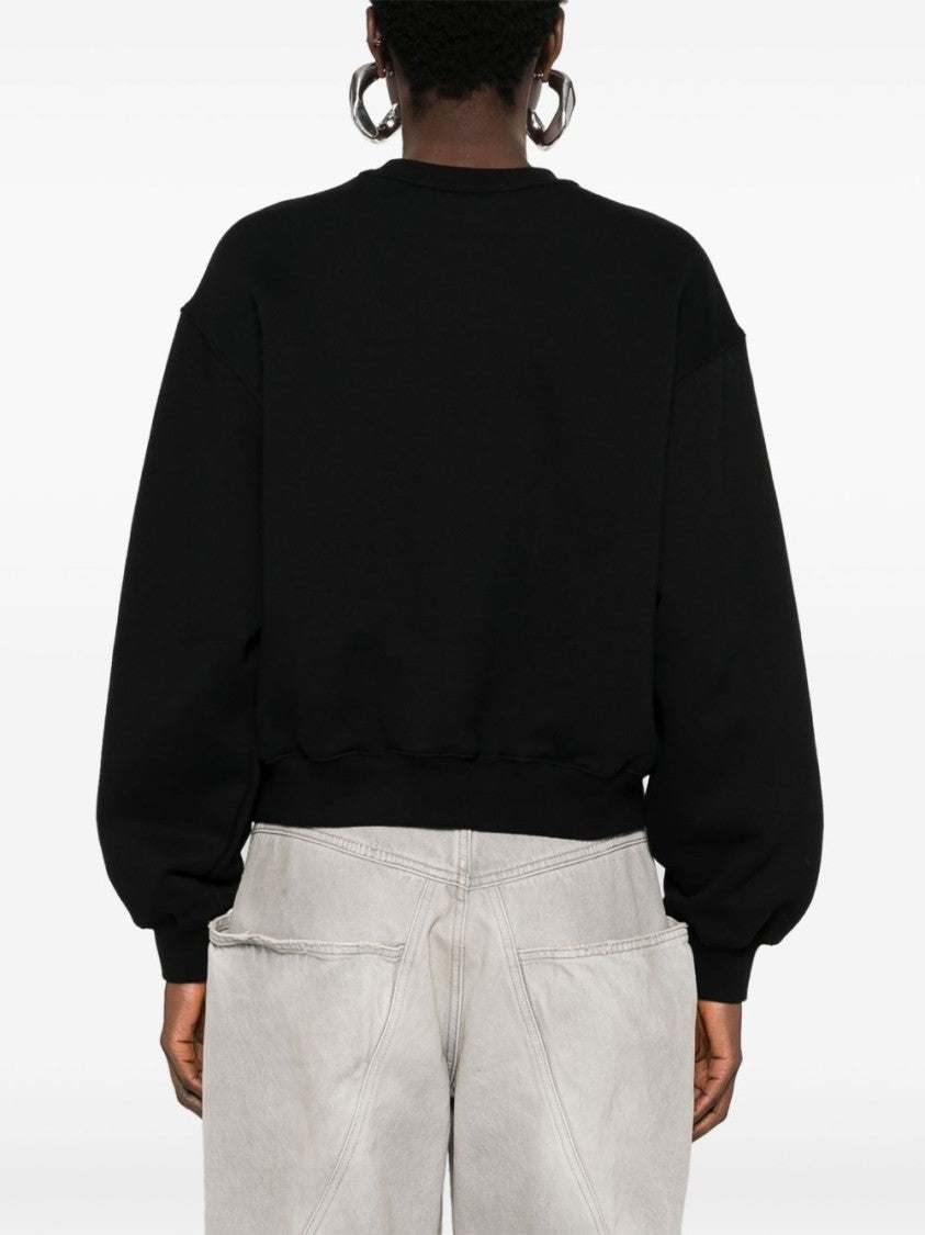 Alexander Wang Relaxed Fit Black Cotton Sweatshirt With Tonal Logo