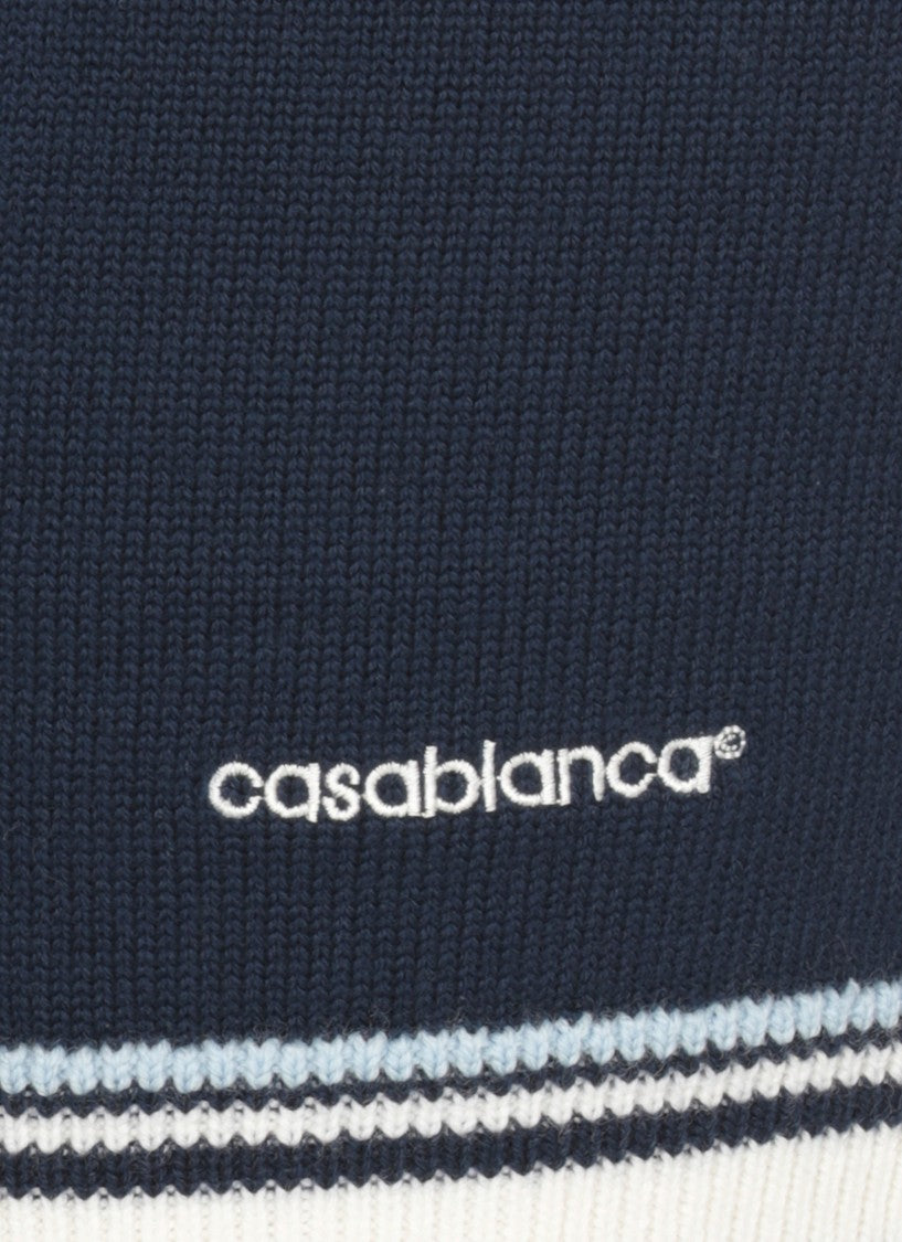 Casablanca Blue Wool Skirt With Contrasting Hem