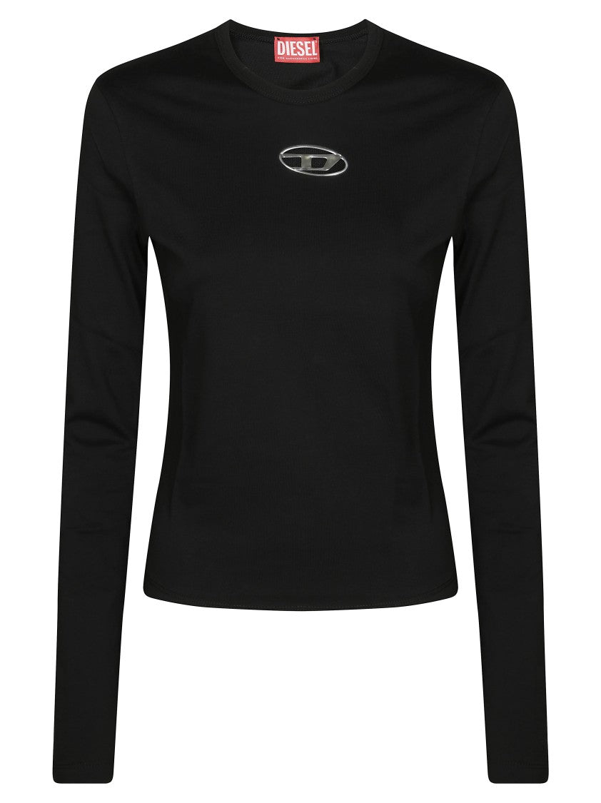 Diesel Fitted Long-Sleeved T-Shirt With Metallic Logo Detail