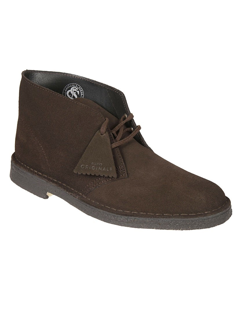 Clarks Minimalist Suede Leather Boot With Lace-Up Closure