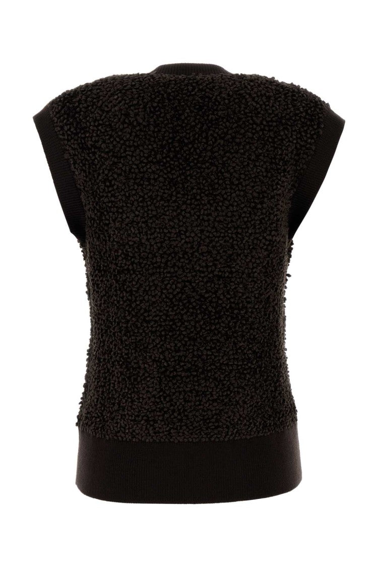 Salvatore Ferragamo Dark Brown Boucle Vest