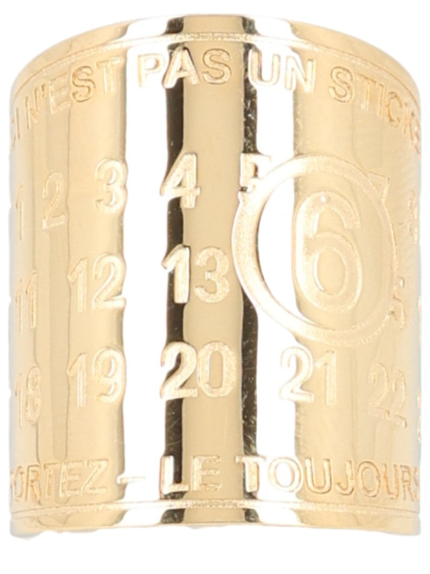 Mm6 By Maison Margiela Logo Embossed Brass Ring