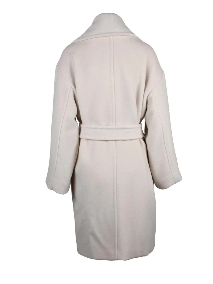 Max Mara White Alpaca-Blend Belted Cloruro Long Coat