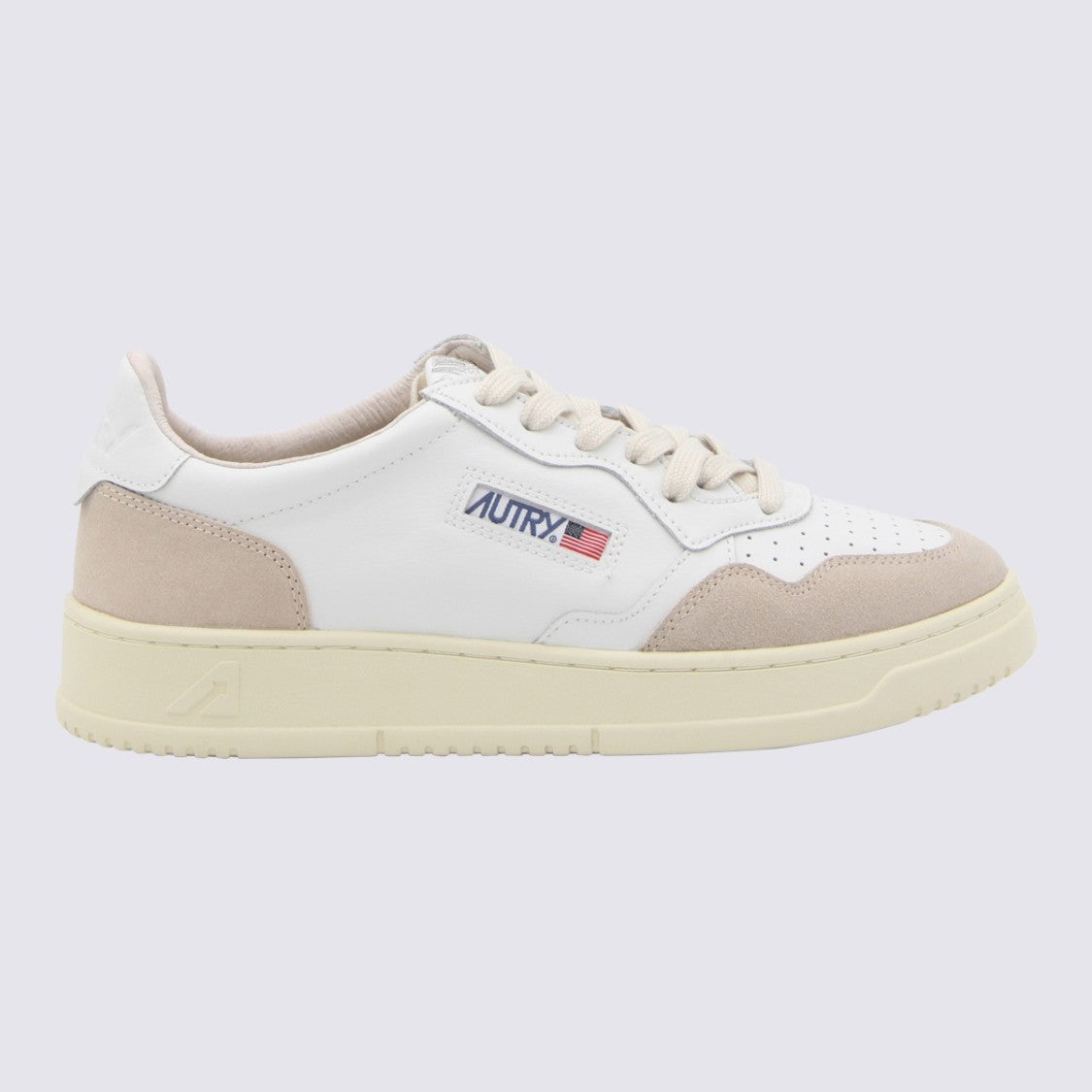 Autry White And Beige Leather Action Sneakers