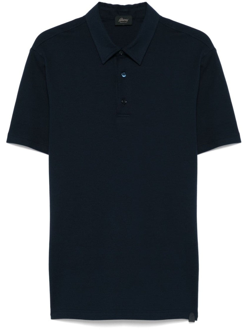 Brioni Tailored Blue Polo T-Shirt With Structured Collar