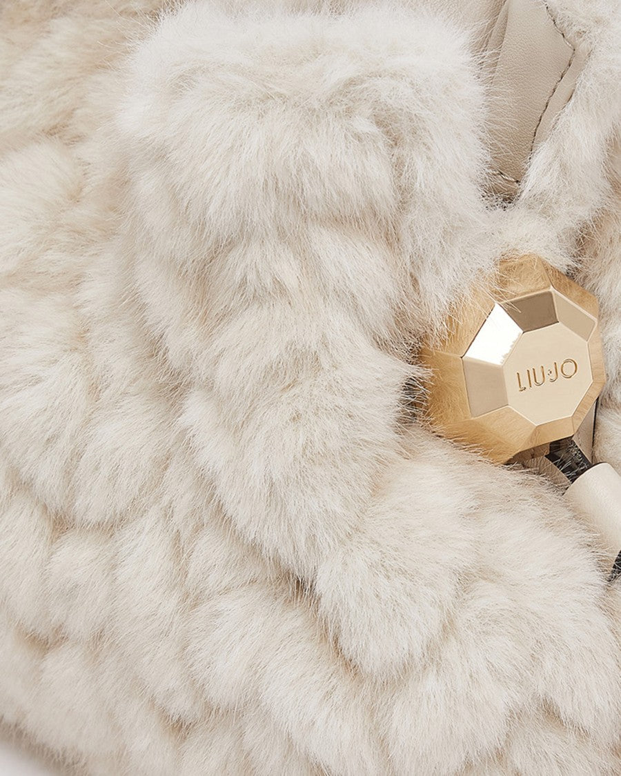 Liu Jo Cream Small Fur Hobo Bag