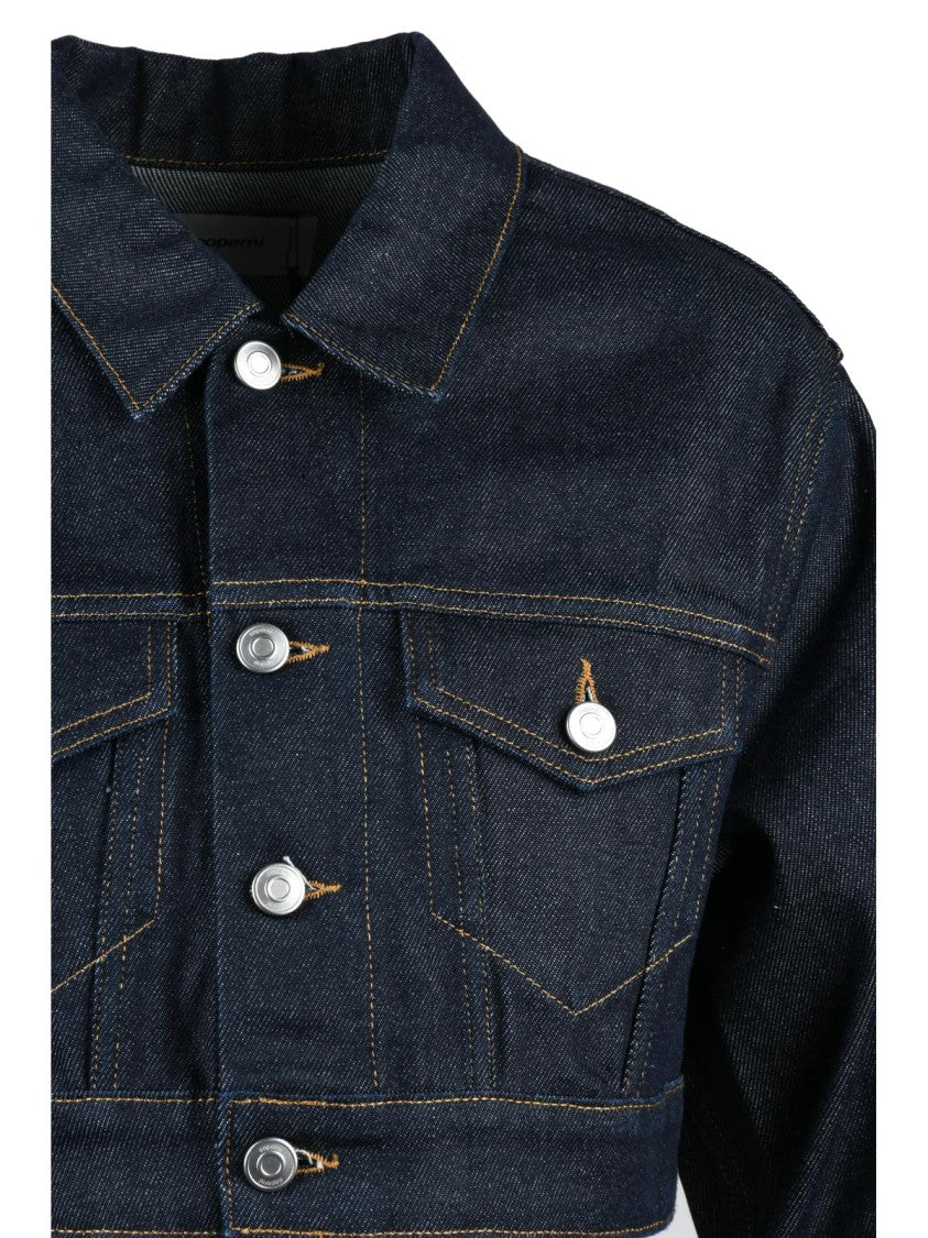 Coperni Blue Cotton Leather Women's Short Denim Jacket