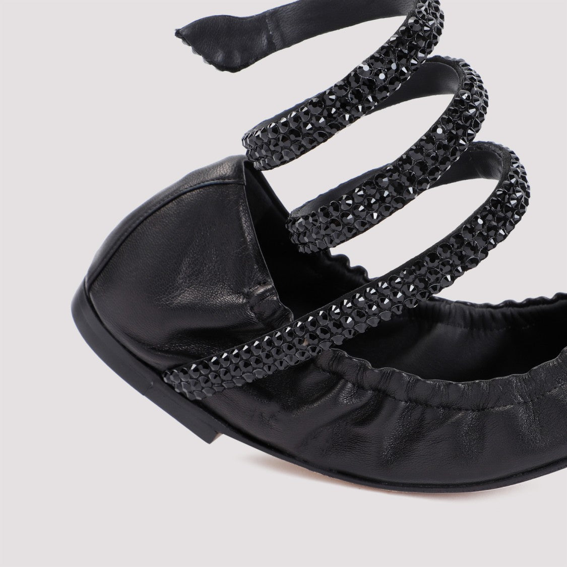 René Caovilla Black Lamb Leather Ballerinas