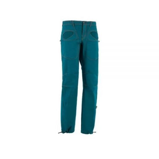 E9 Slim Fit Blue Casual Pants With Reinforced Knee Patches