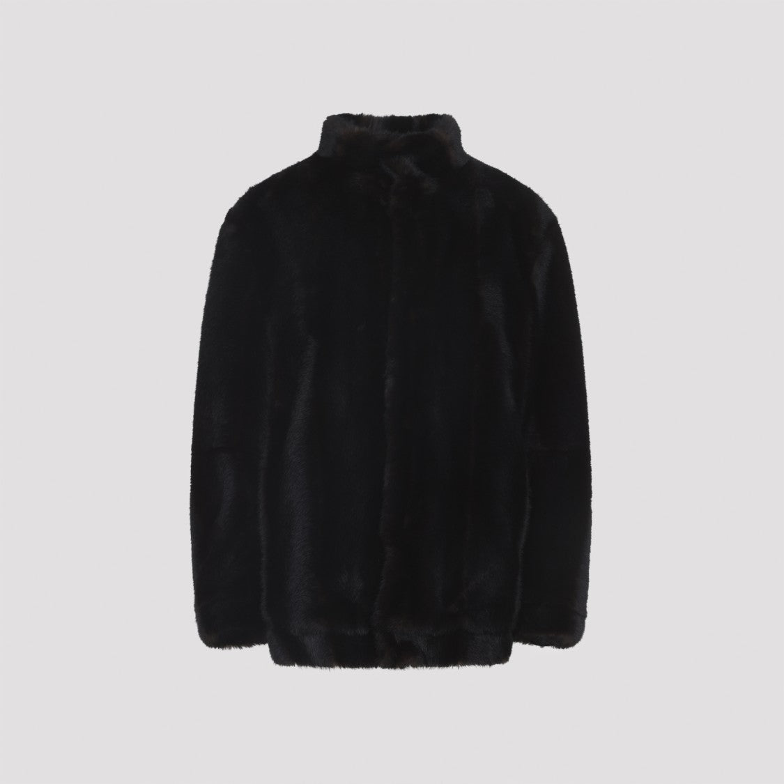 Mm6 By Maison Margiela Brown Ecofur Jacket With Stand-Up Collar