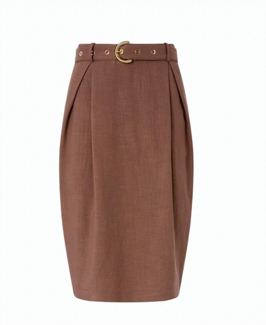 Pinko Edwena Linen Effect Midi Skirt