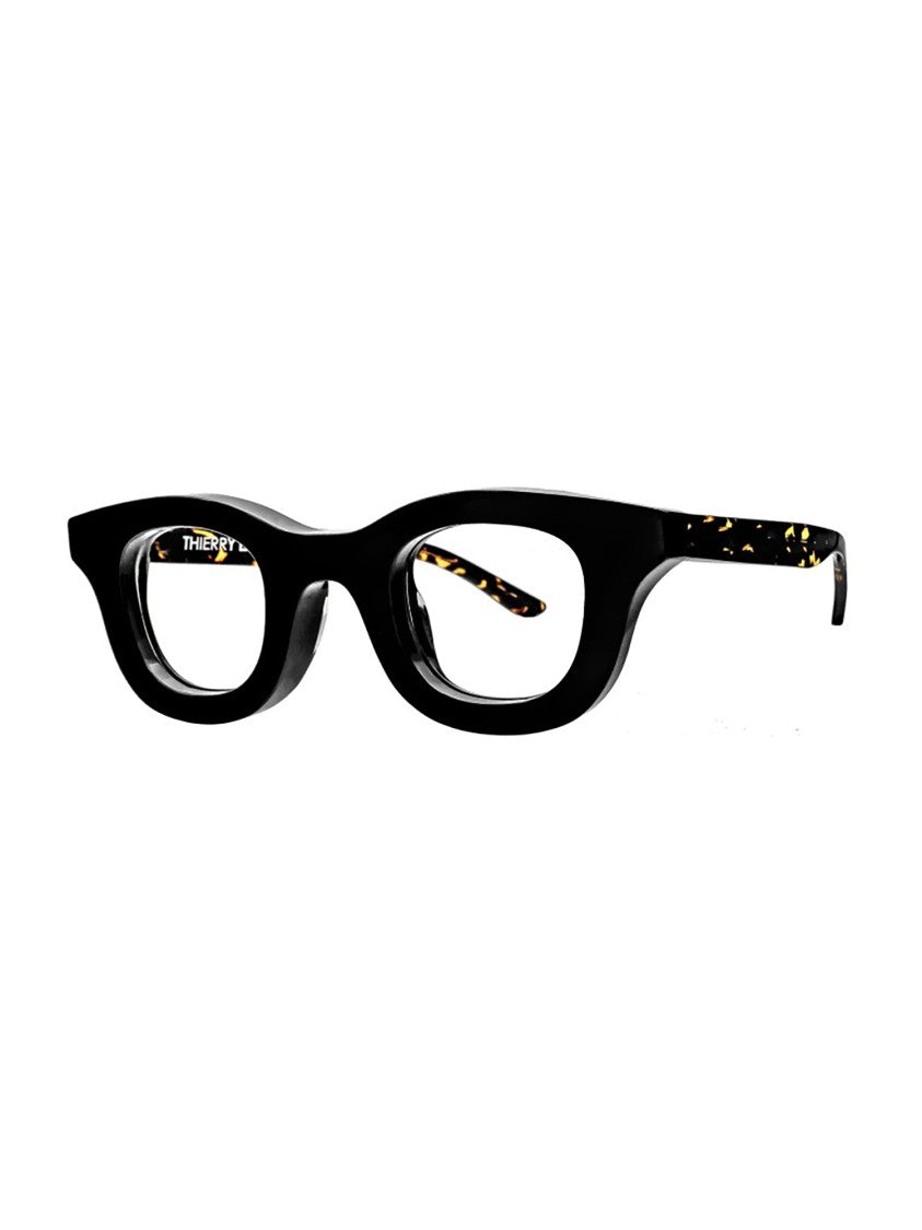Thierry Lasry Oversized Black Acetate Optical Frames With Tortoiseshell Temples