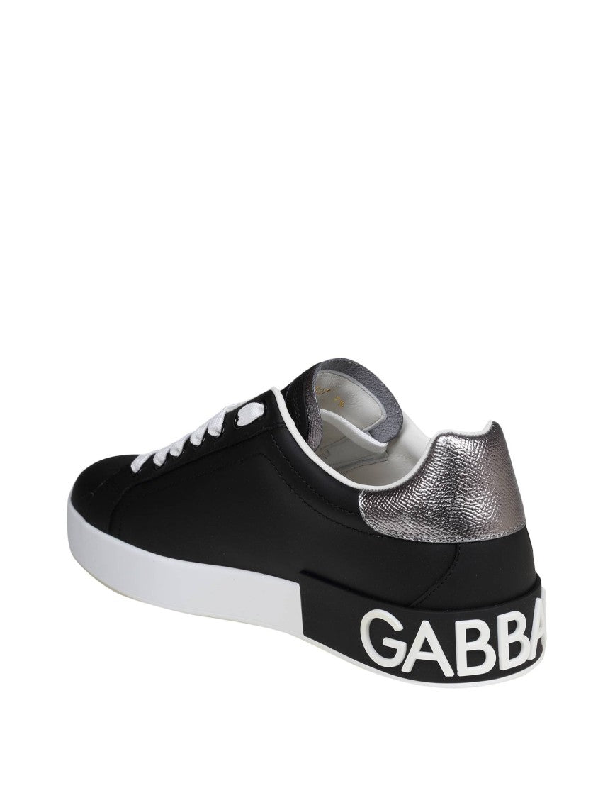 Dolce & Gabbana Black Leather Portofino Sneakers