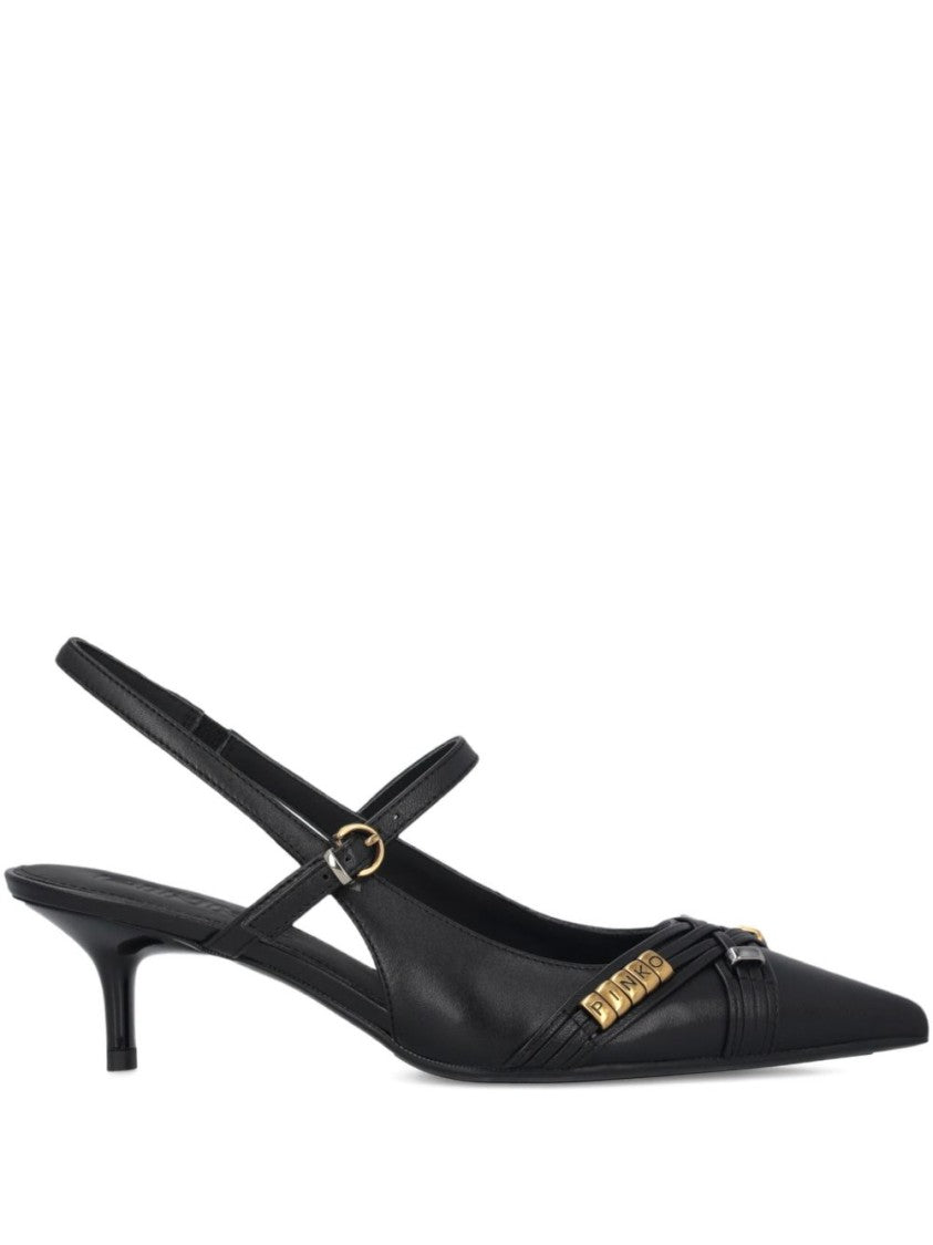 Pinko Black Gold-Tone Point Toe Pumps