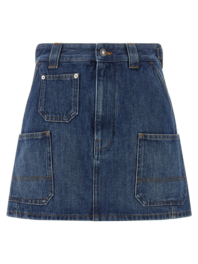 Givenchy Cotton Denim Mini Skirt With Adjustable Side Straps
