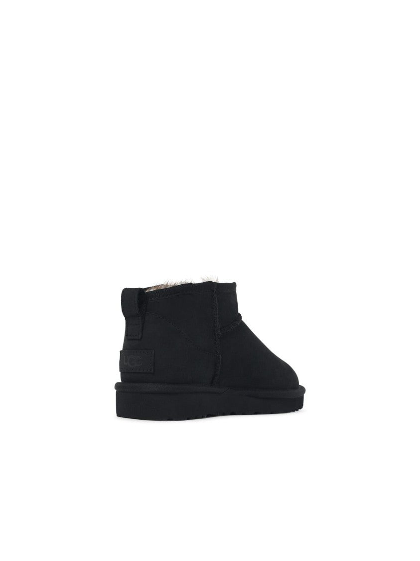 Ugg Black Classic Ultra Mini Plush Lined Nubuck Boots