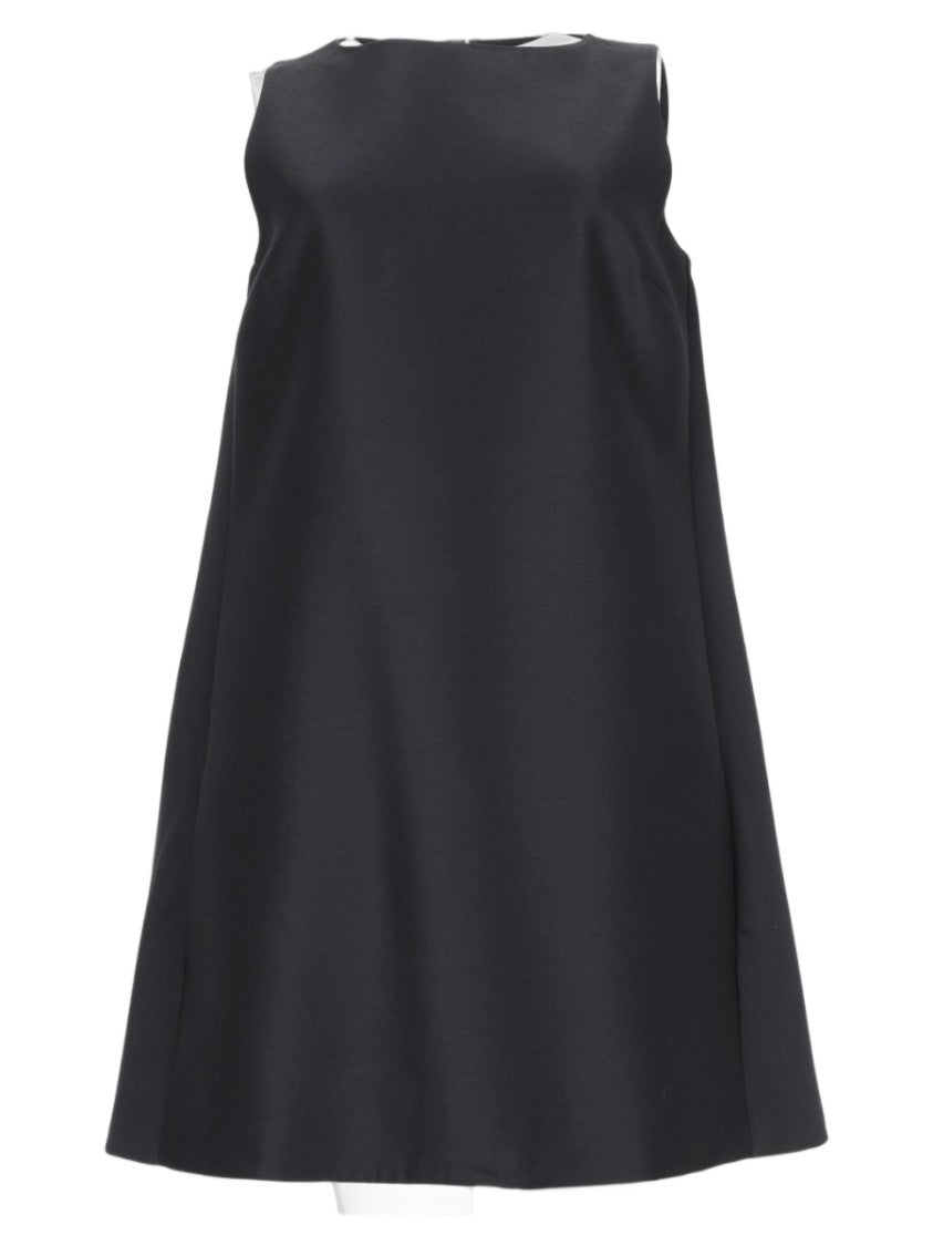 Balenciaga Black Sleeveless High Neck A-Line Wool Mini Dress