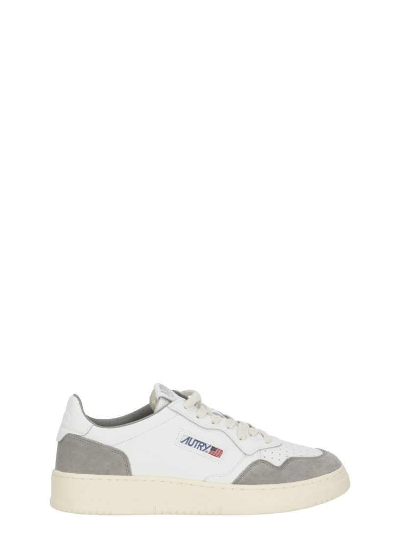Autry White Grey Suede Logo Details Low-Top Sneakers