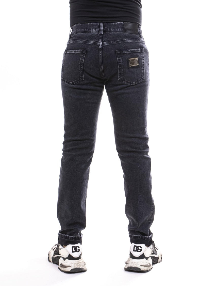 Dolce & Gabbana Black Distressed Slim-Fit Denim Jeans
