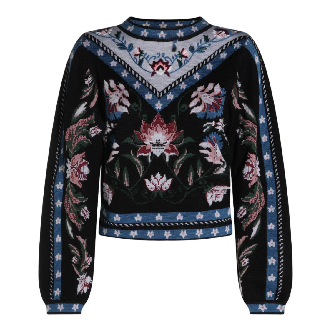 Farm Rio Floral V-Neck Yoke Sweater