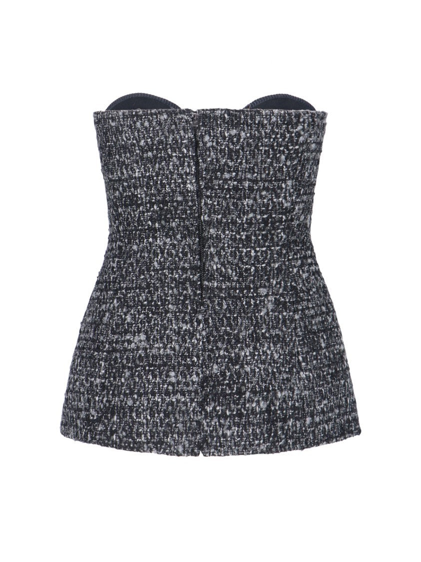 Diesel Fitted Strapless Top With Textured Boucle