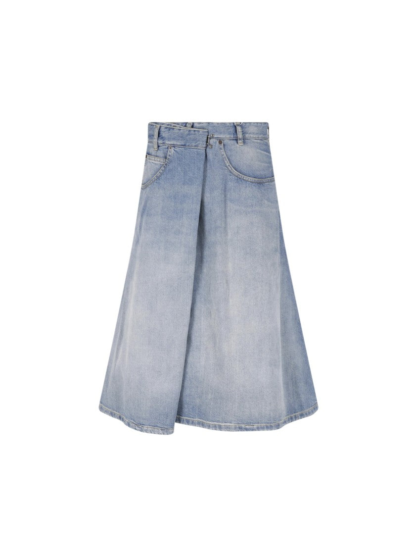 Maison Margiela Midi Denim Skirt With Classic Five-Pocket Design And Belt Loops