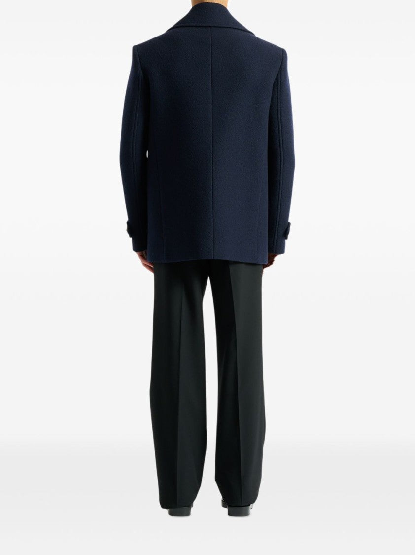 Balmain Boxy Double-Breasted Peacoat With Gold-Tone Details