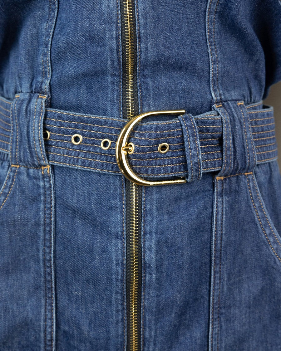 Elisabetta Franchi Short Denim Jumpsuit With Belt