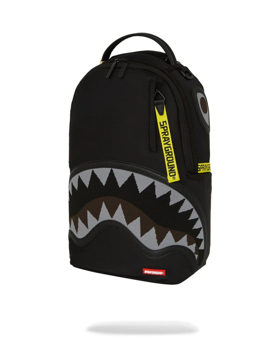 Sprayground Black Backpack With Bold Shark Mouth Design