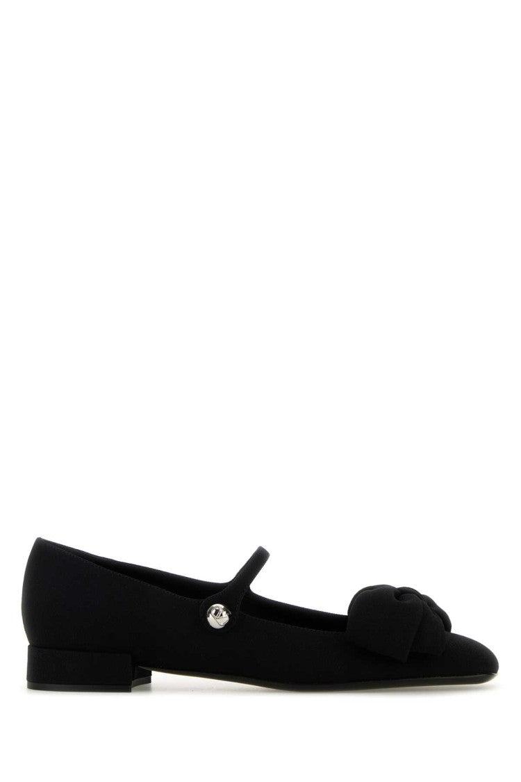 Valentino Garavani Black Crepe Bowjane Ballerinas