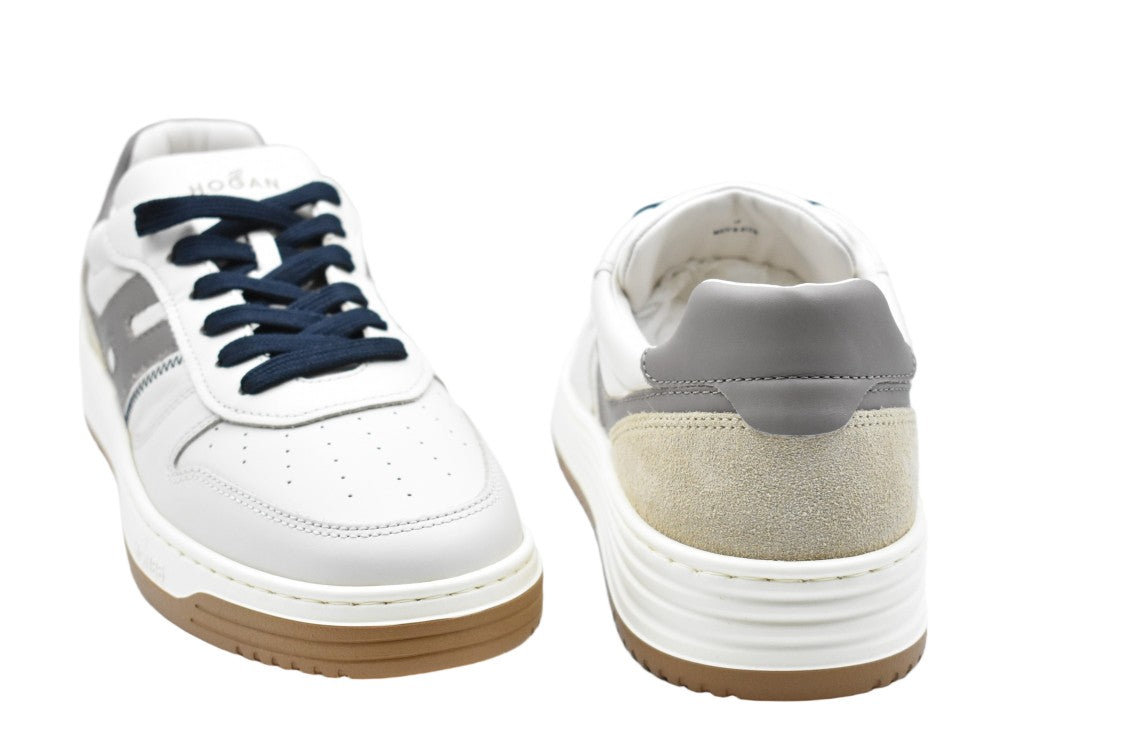 Hogan White Leather Suede Memory Foam Sneakers