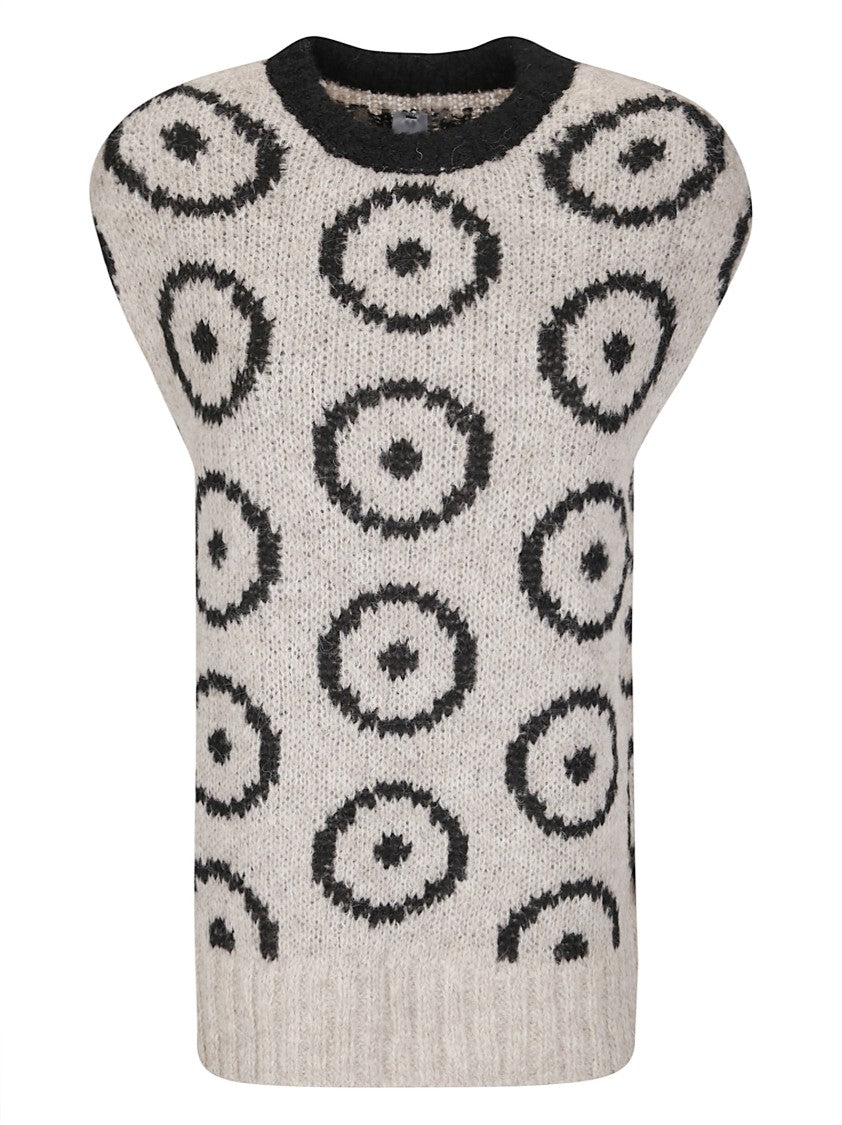 Thibault Van Der Straete Round Neck Sleeveless Circles Jacquard Sweater