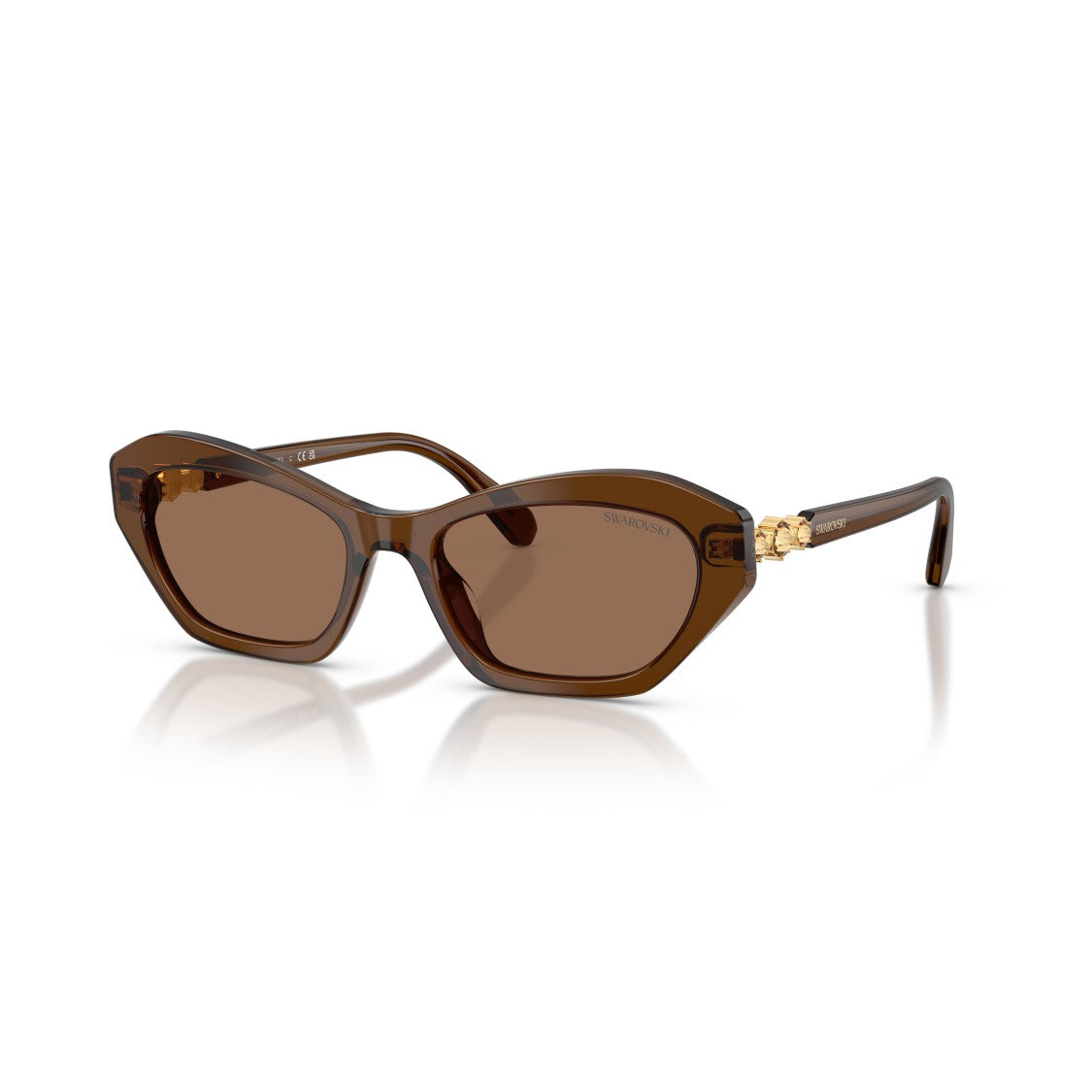 Swarovski 0Sk6048 Geometric Cat-Eye Sunglasses With Gold Accents