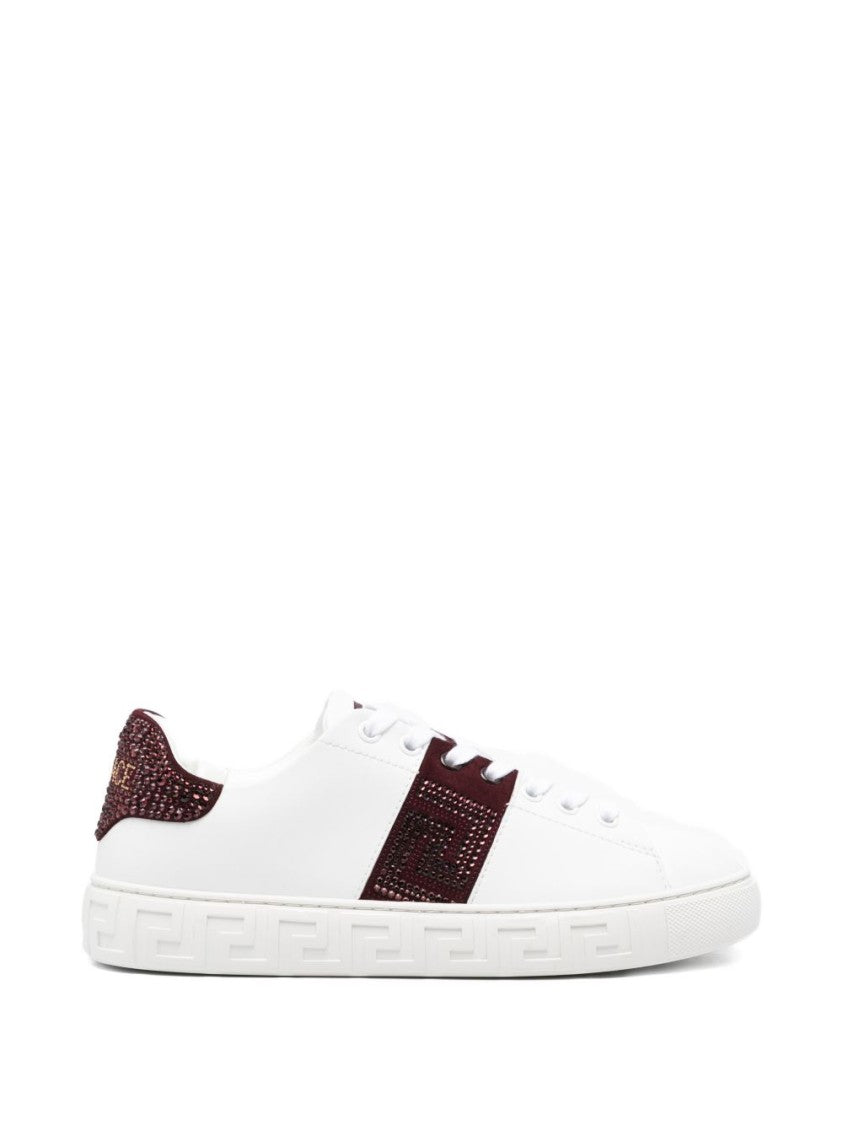 Versace Silk And Nylon Sneakers With Textured Burgundy Panels