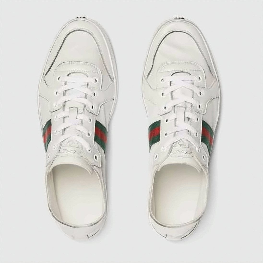 Gucci Gucci Leather Low-Top Sneakers With Iconic Stripe Detail