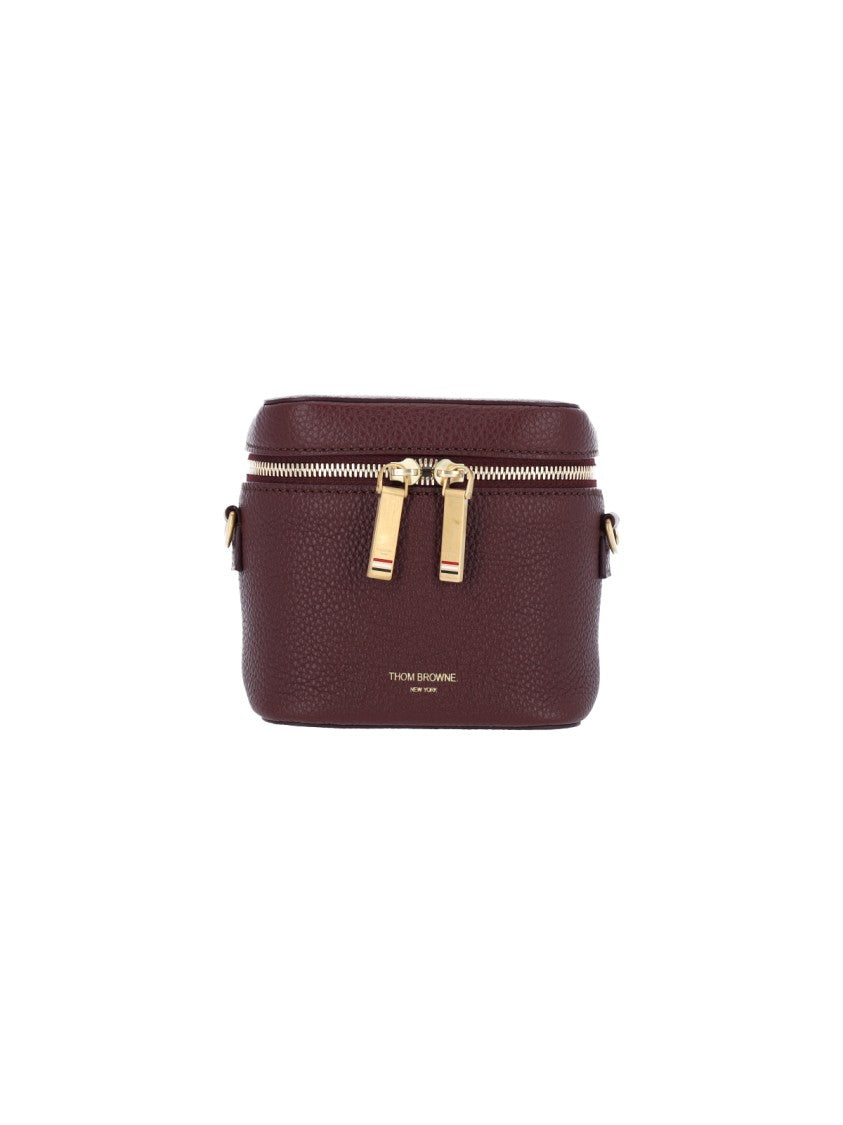 Thom Browne Bordeaux Pebbled Leather Adjustable Strap Pouch
