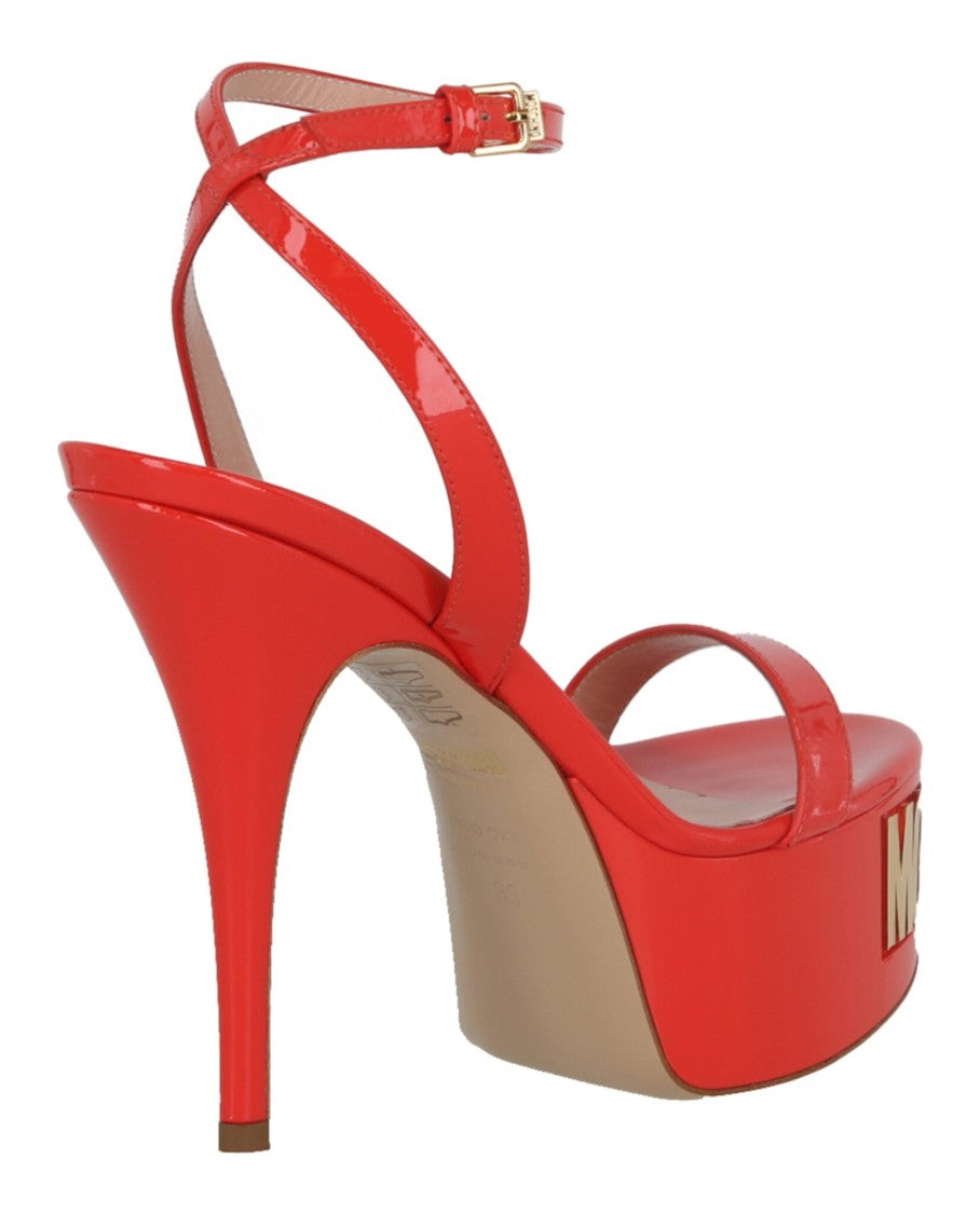 Moschino Logo-Letter Patent Leather Platform Pump