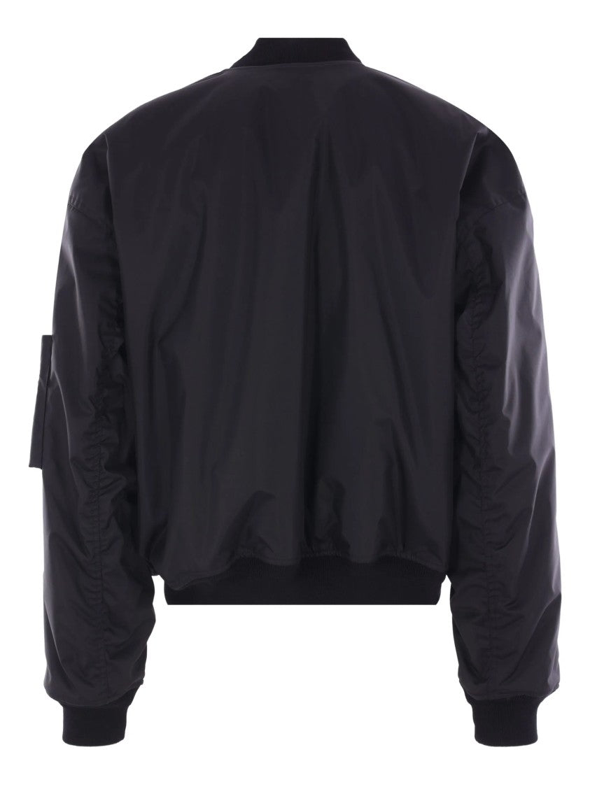 Balenciaga Black Bomber Cropped Padded Polyester Jacket