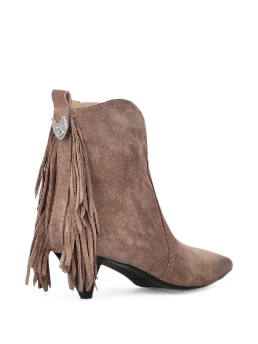 Pinko Black Pointed Toe Decorative Tassels Boots