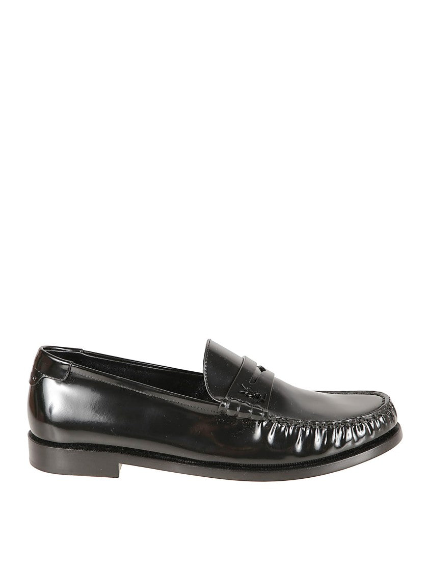 Saint Laurent Shiny Black Leather Loafers