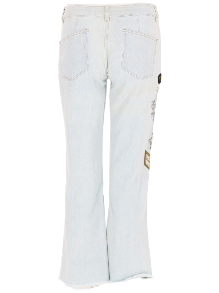 Mr & Mrs Italy Light-Wash Flare Patch Jeans