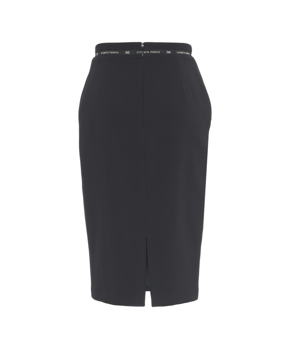 Elisabetta Franchi Pencil Skirt With Iconic Logo Waistband