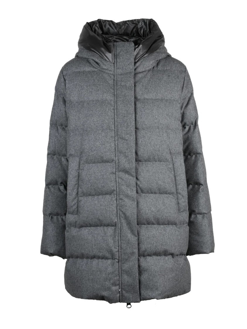 Hox Grey Quilted Wool-Blend Down Jacket