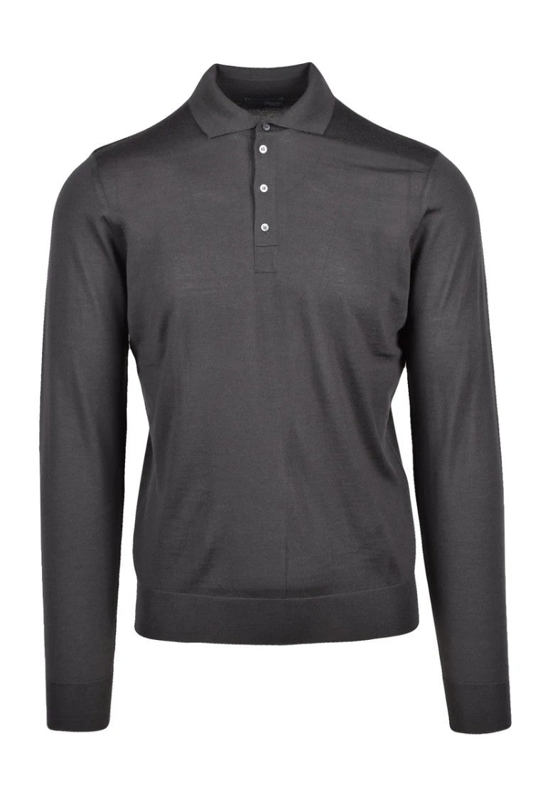 Drumohr Merino Wool Knit Polo - Stone